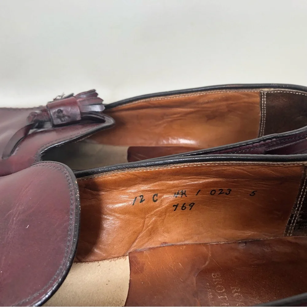 Alden X Brooks Brothers Oxblood Calfskin Tassel Loafers Size 12 C Made In USA